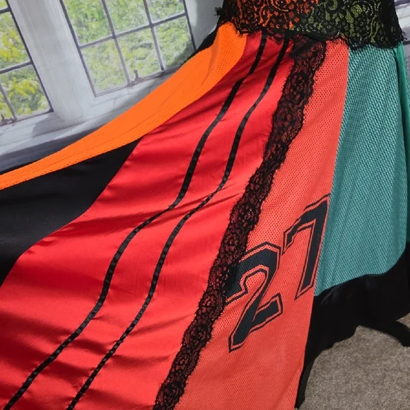 AKIRA Multicolor Maxi Skirt with Lace Accents - Picture 2 of 6